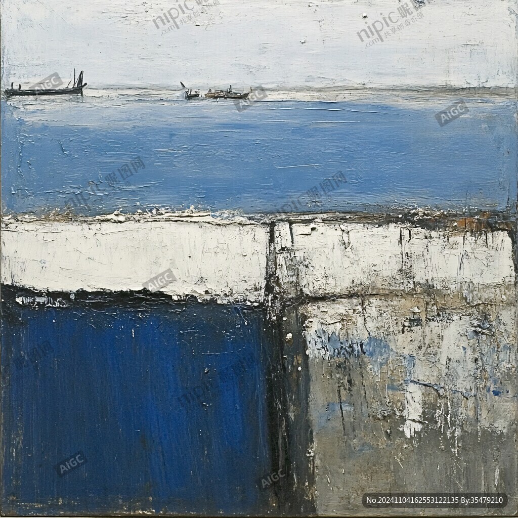 蓝调油画