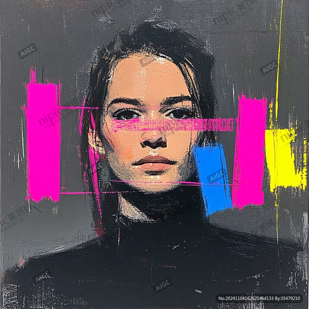 人脸色块拼接装饰画