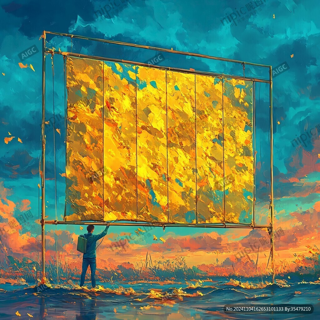金色线条意境挂画