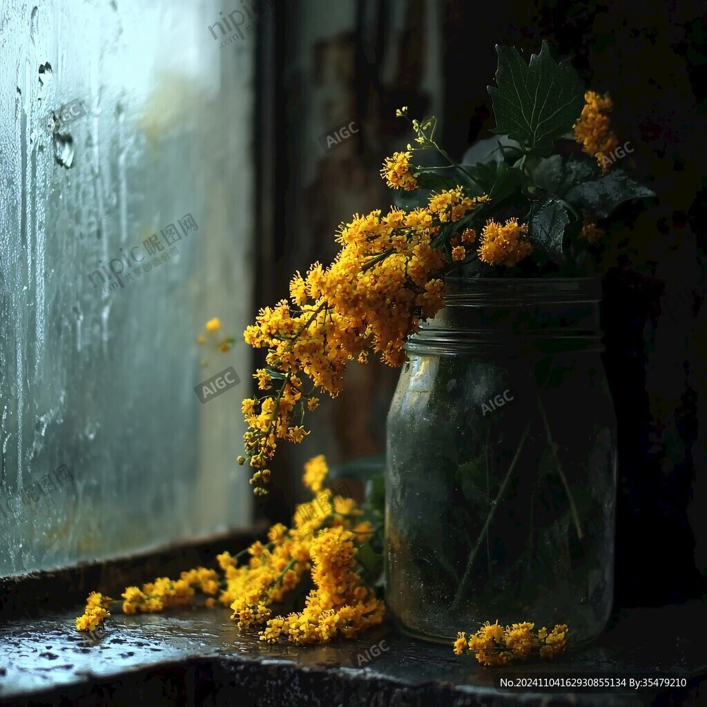 菊花郡花农家窗边复古