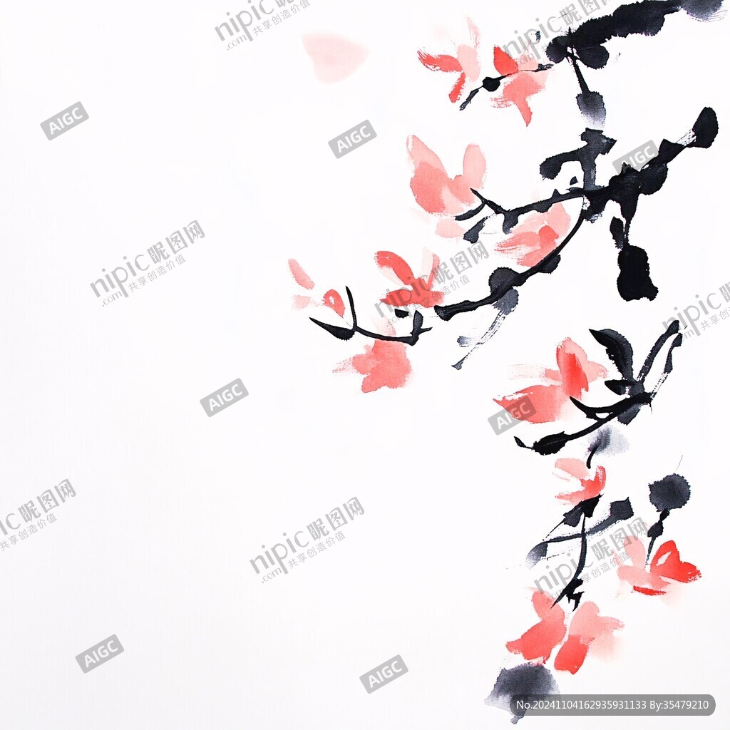 水墨木棉花工笔木棉花