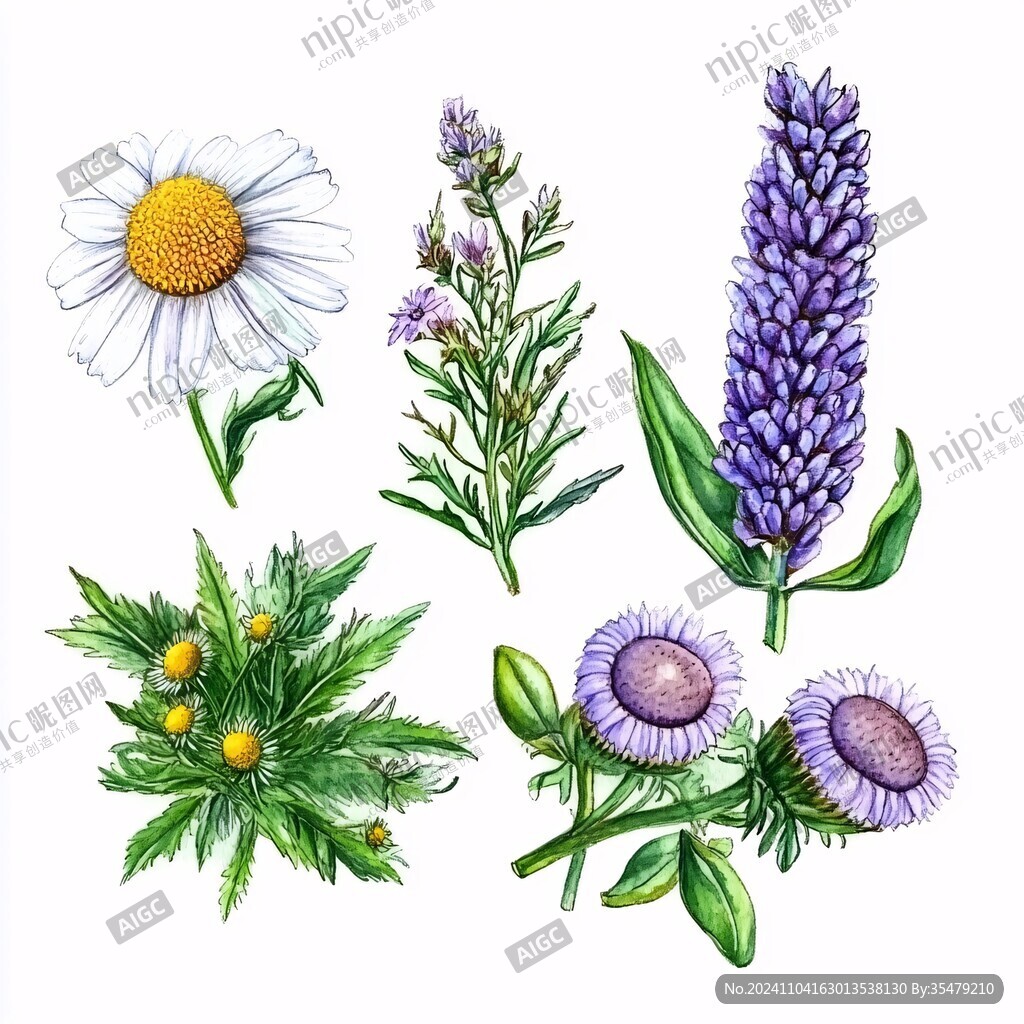 高清手绘草本