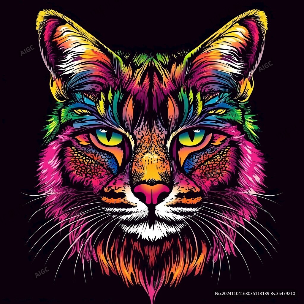 原色虎头潮流插画