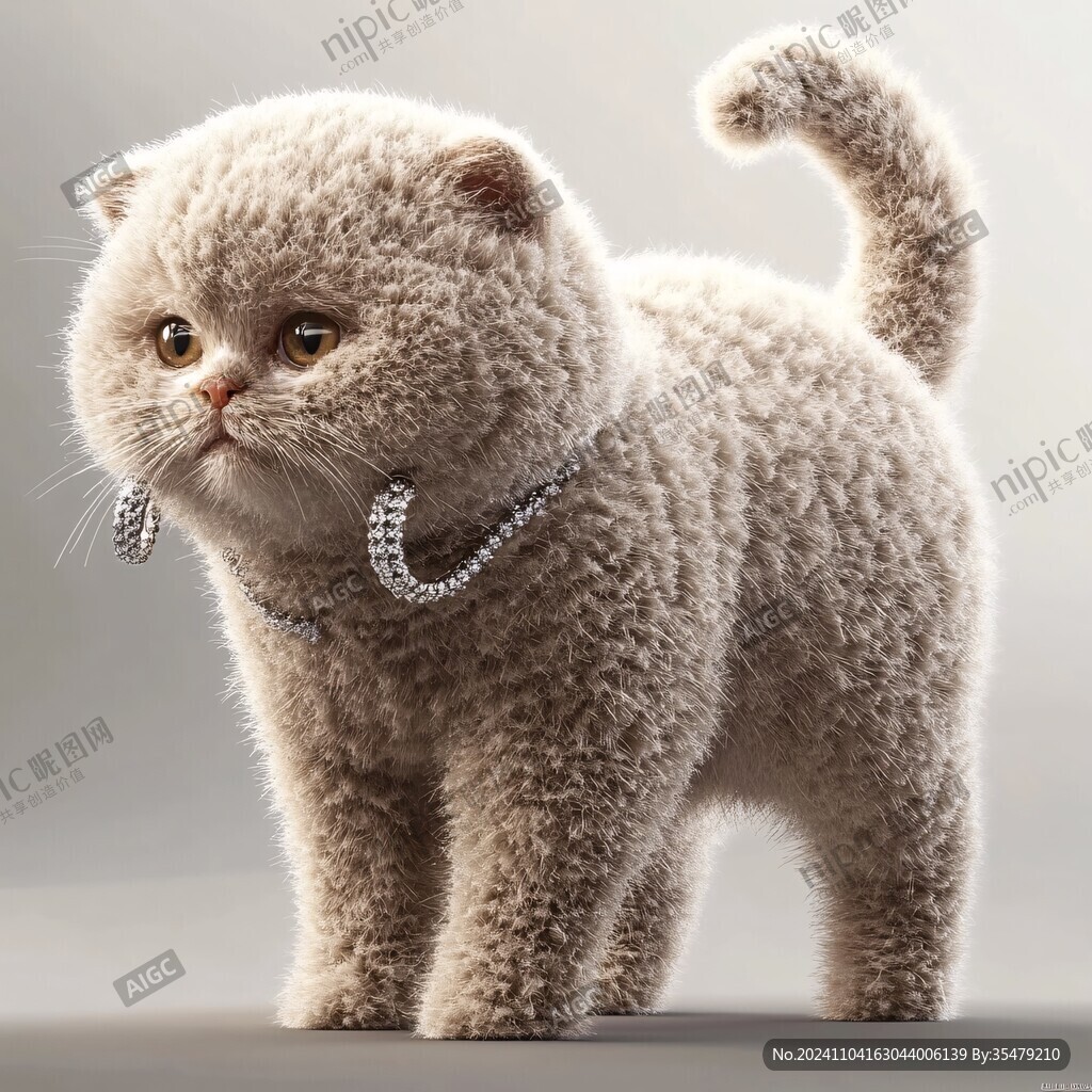 写实猫毛茸茸宠物插画