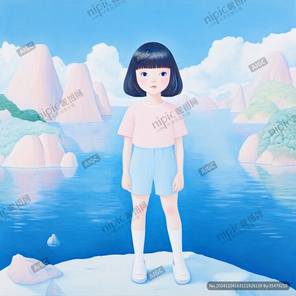 扁平插画少女