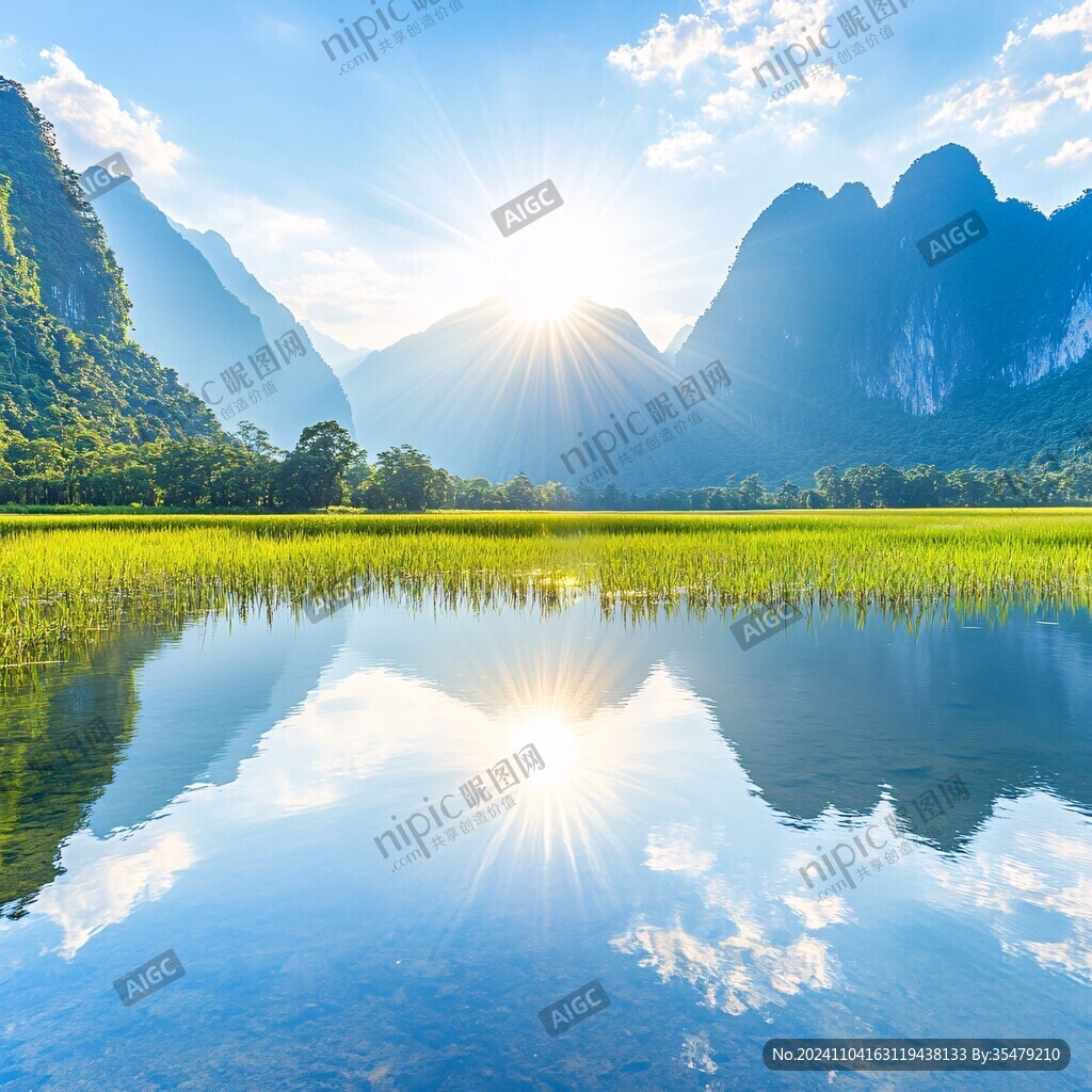 大幅高清山水日出