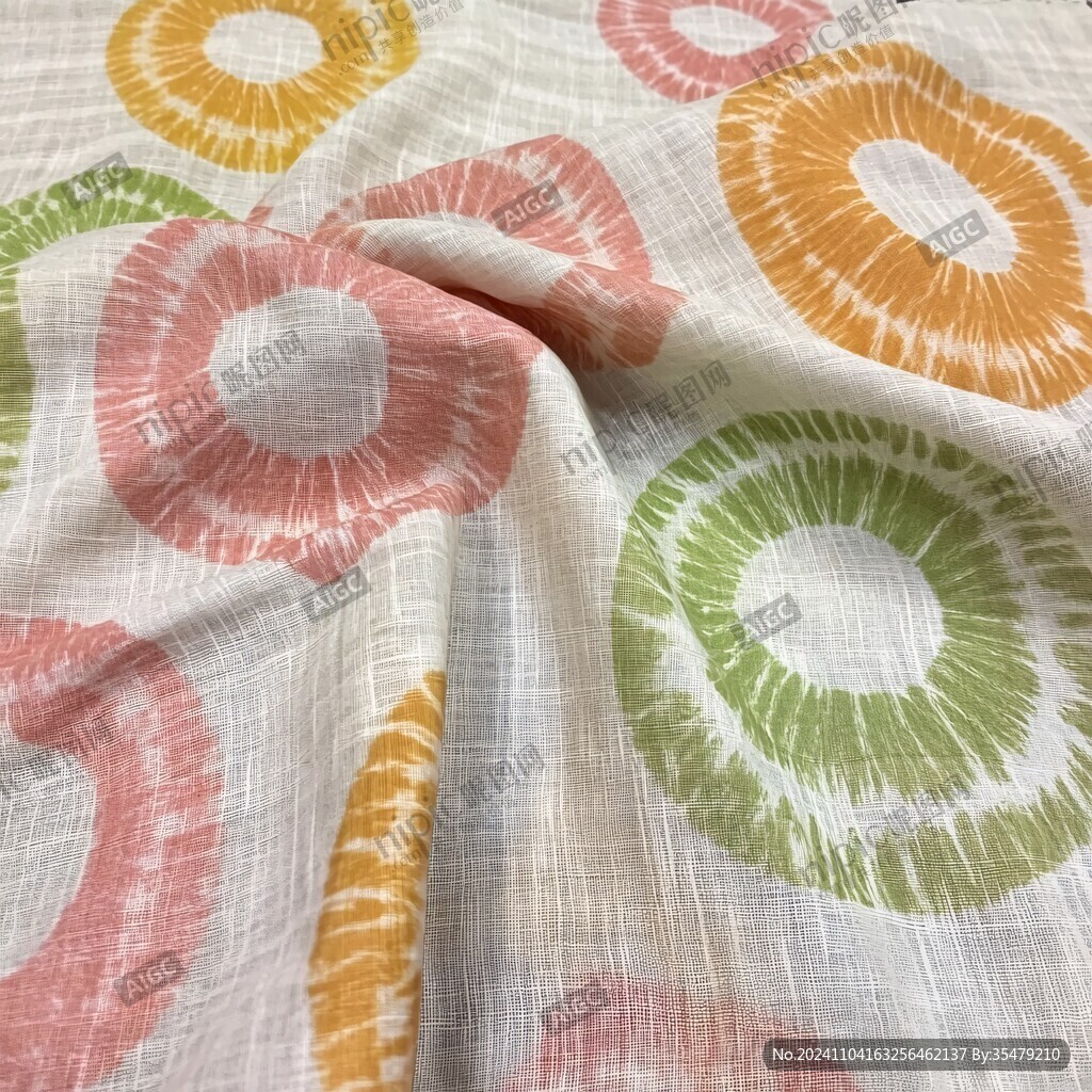 橙色麻布粗布格子花布