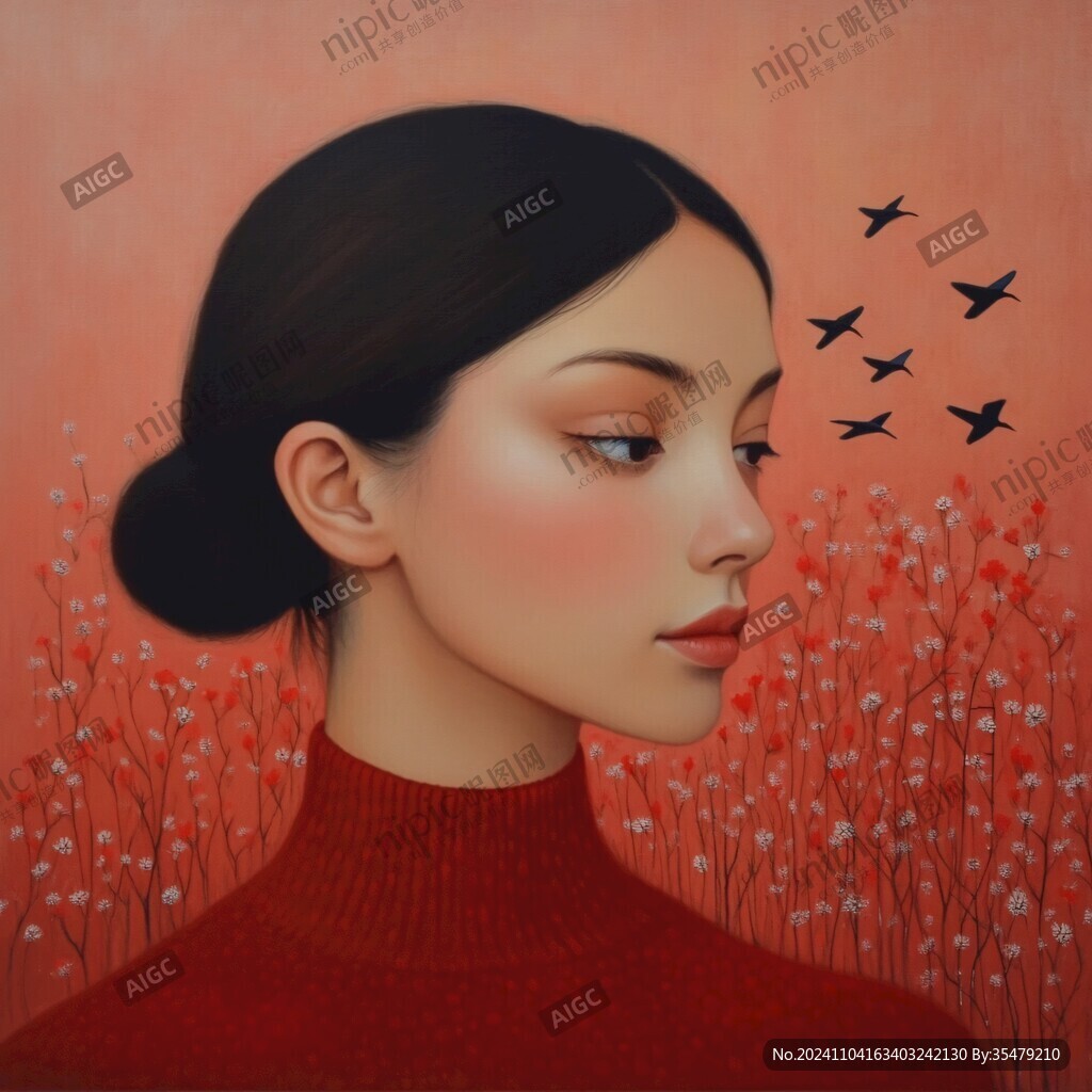 木棉花美女插画