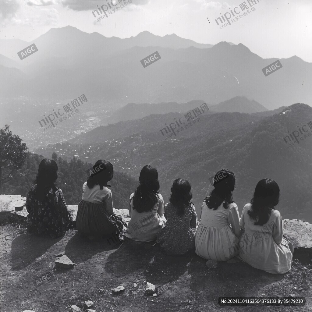 排牙山景色黑白照