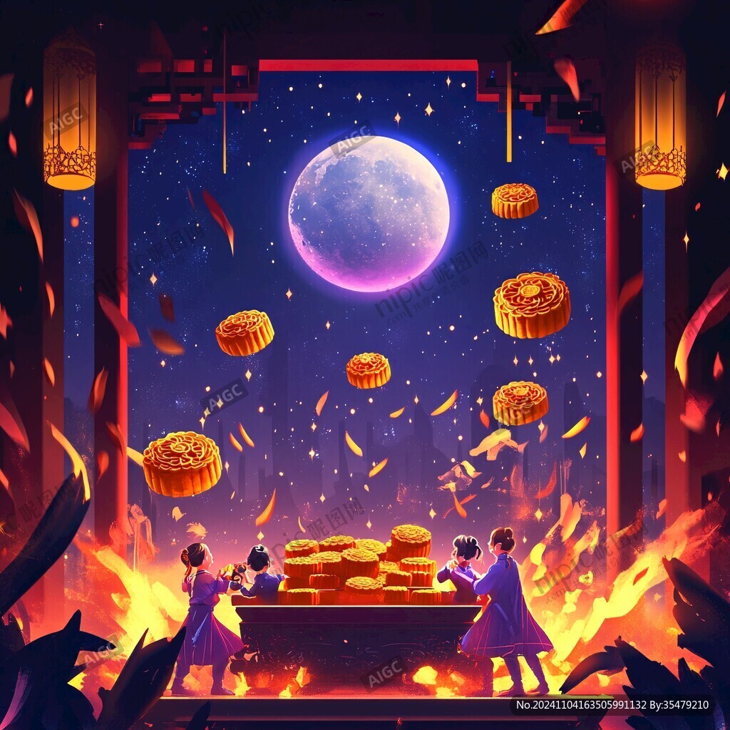 中秋节场景插画