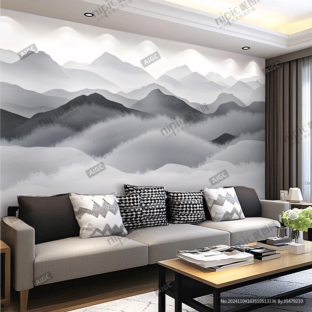 山水壁纸壁画墙纸