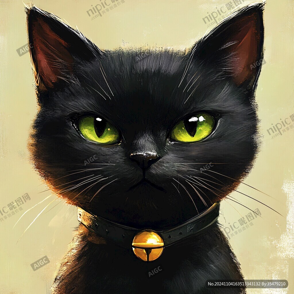 小黑猫插画