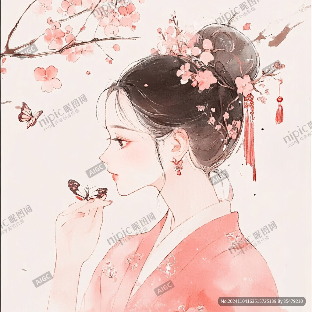 古风美女头像插画封面