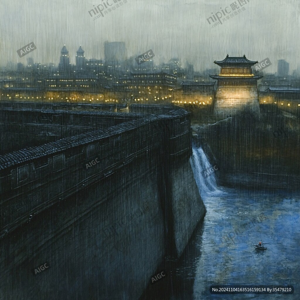 雨夜下的城墙
