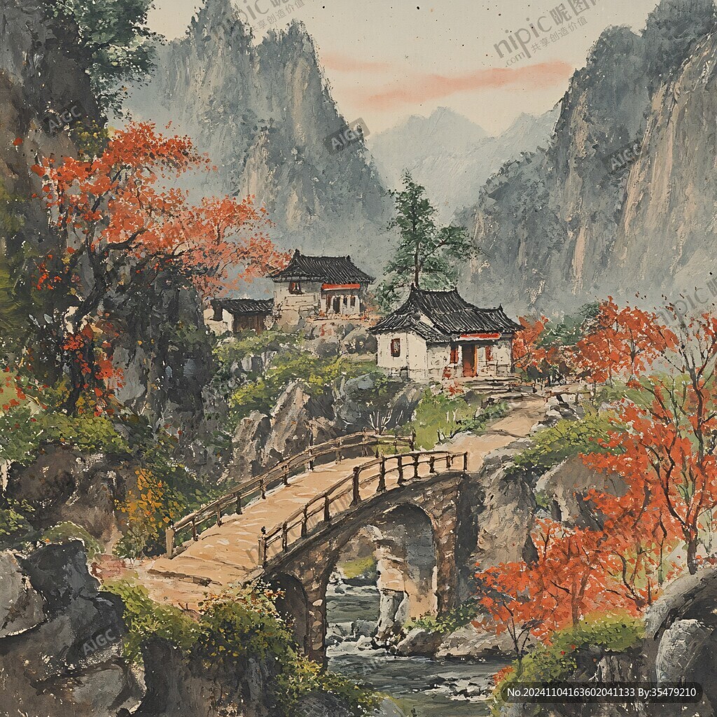 江南香山风景区插画
