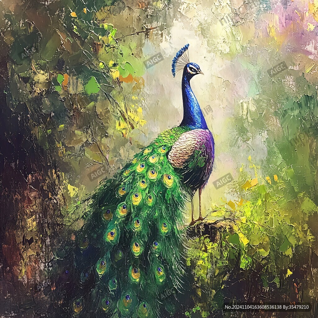 油画孔雀