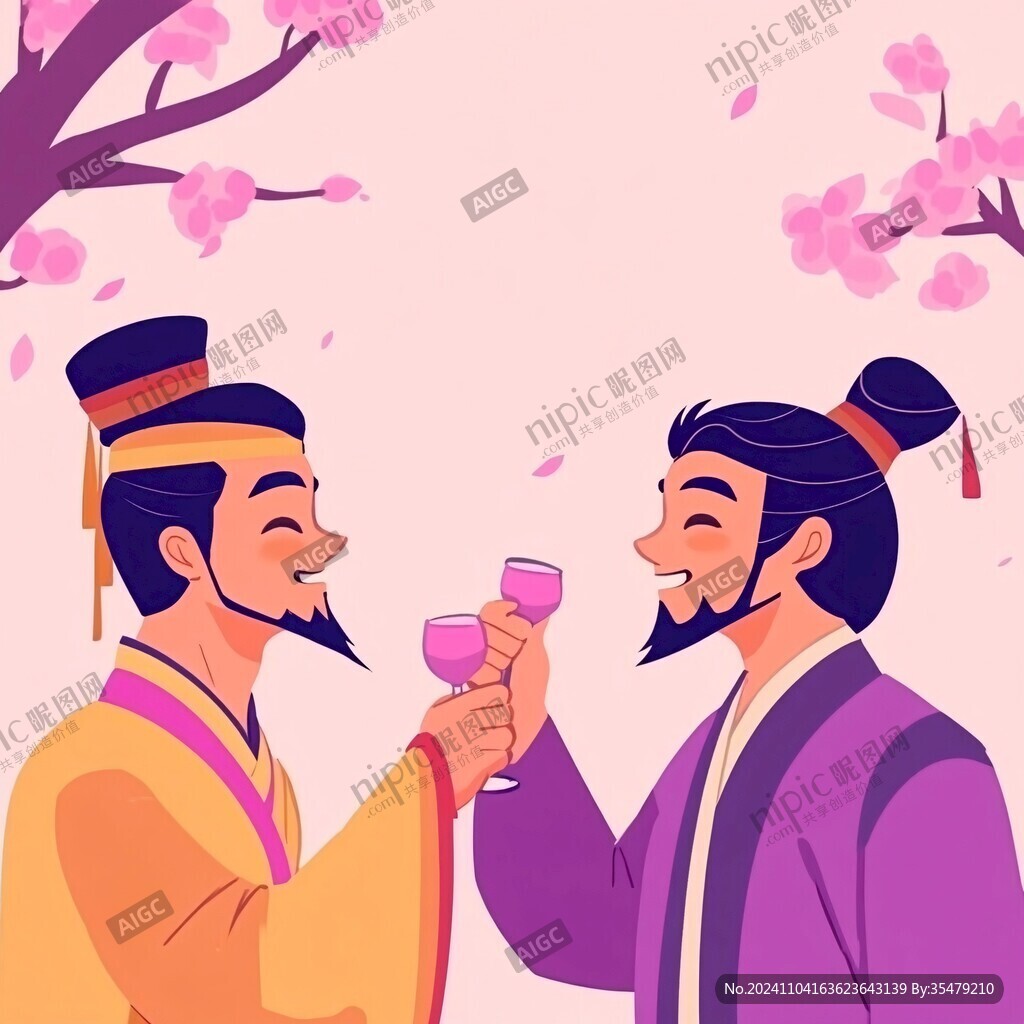中国风卡通素材喝酒
