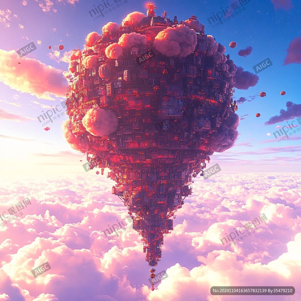 3d云海悬浮小岛