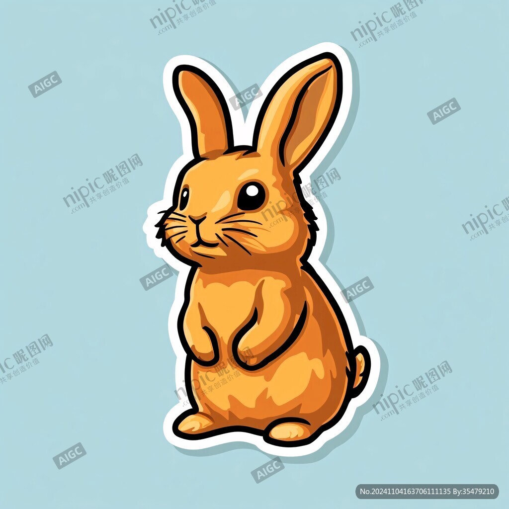 手绘兔子贴纸