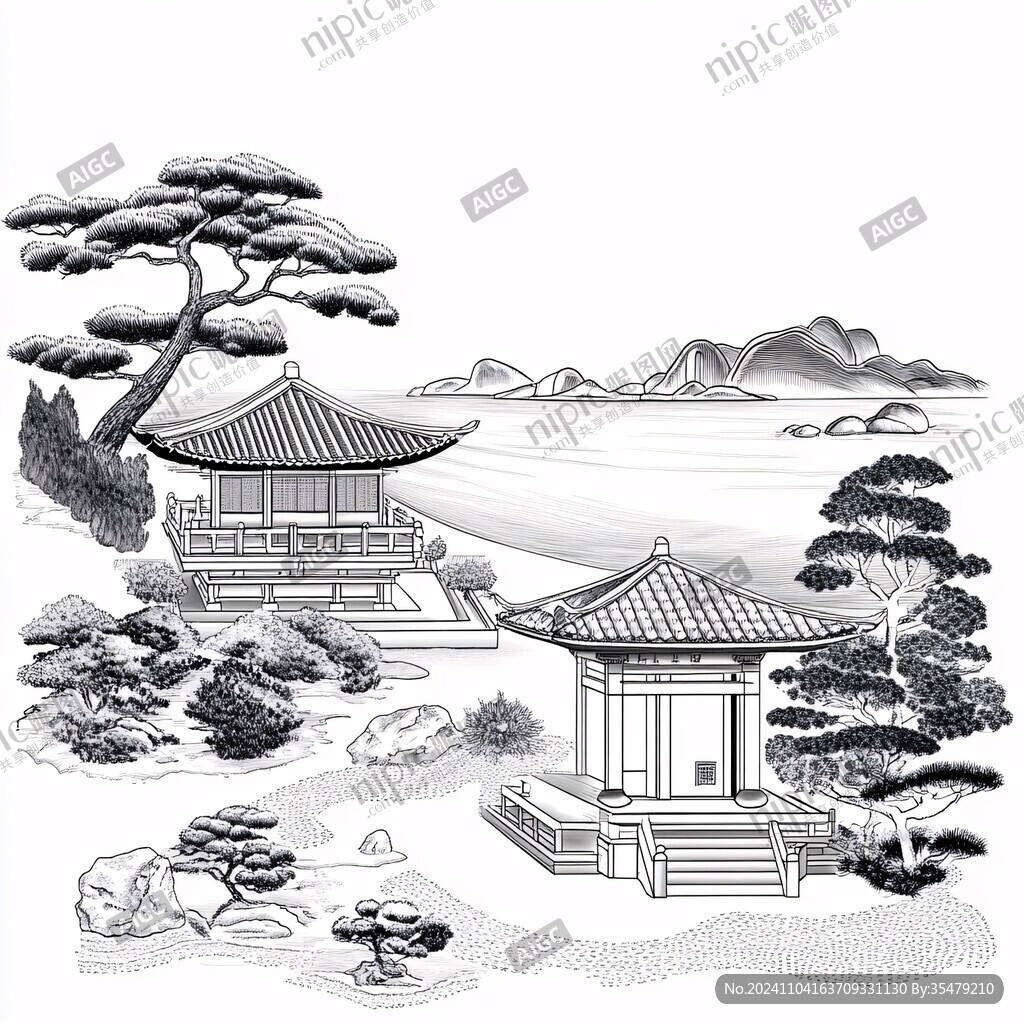 古典园林插画