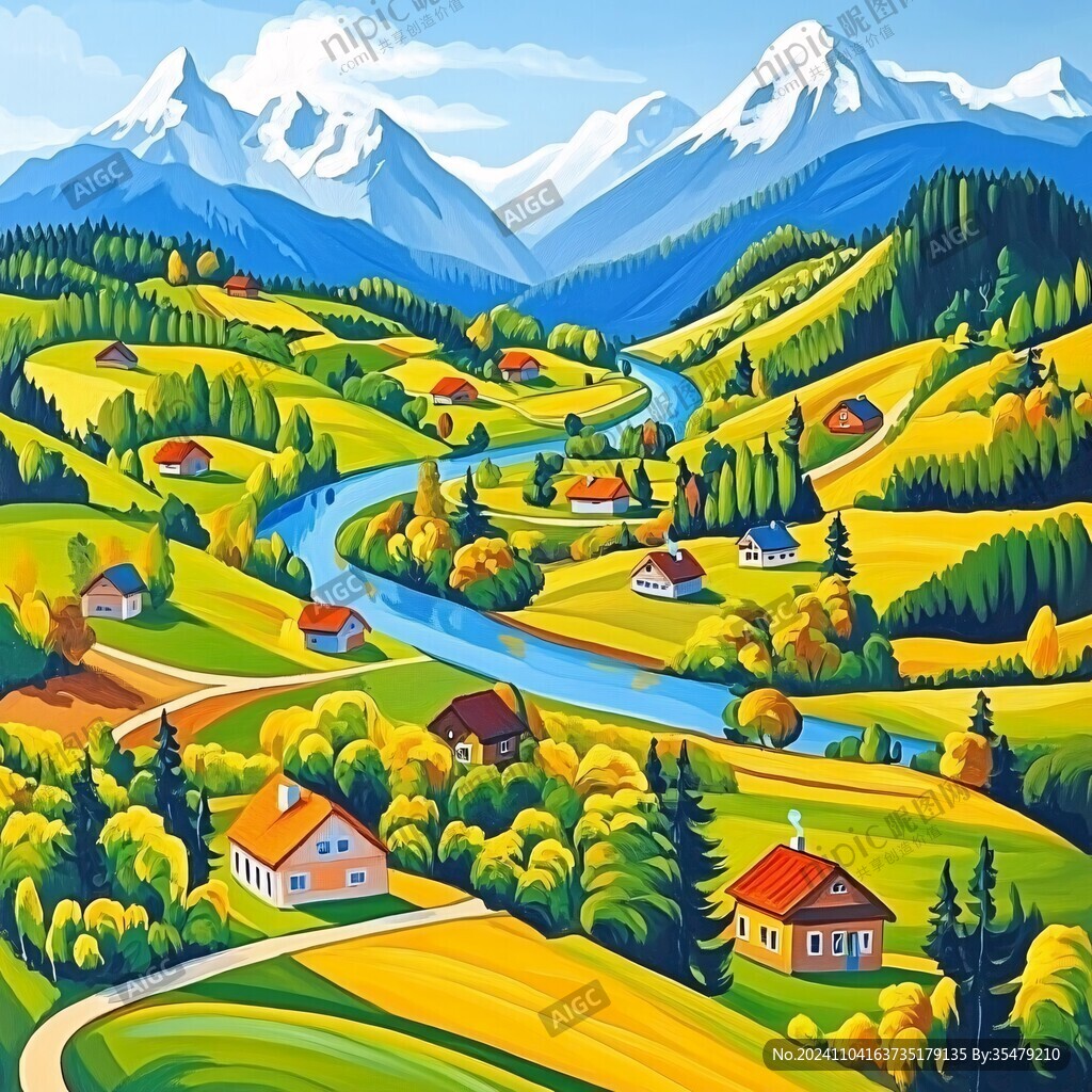 农村风景插画