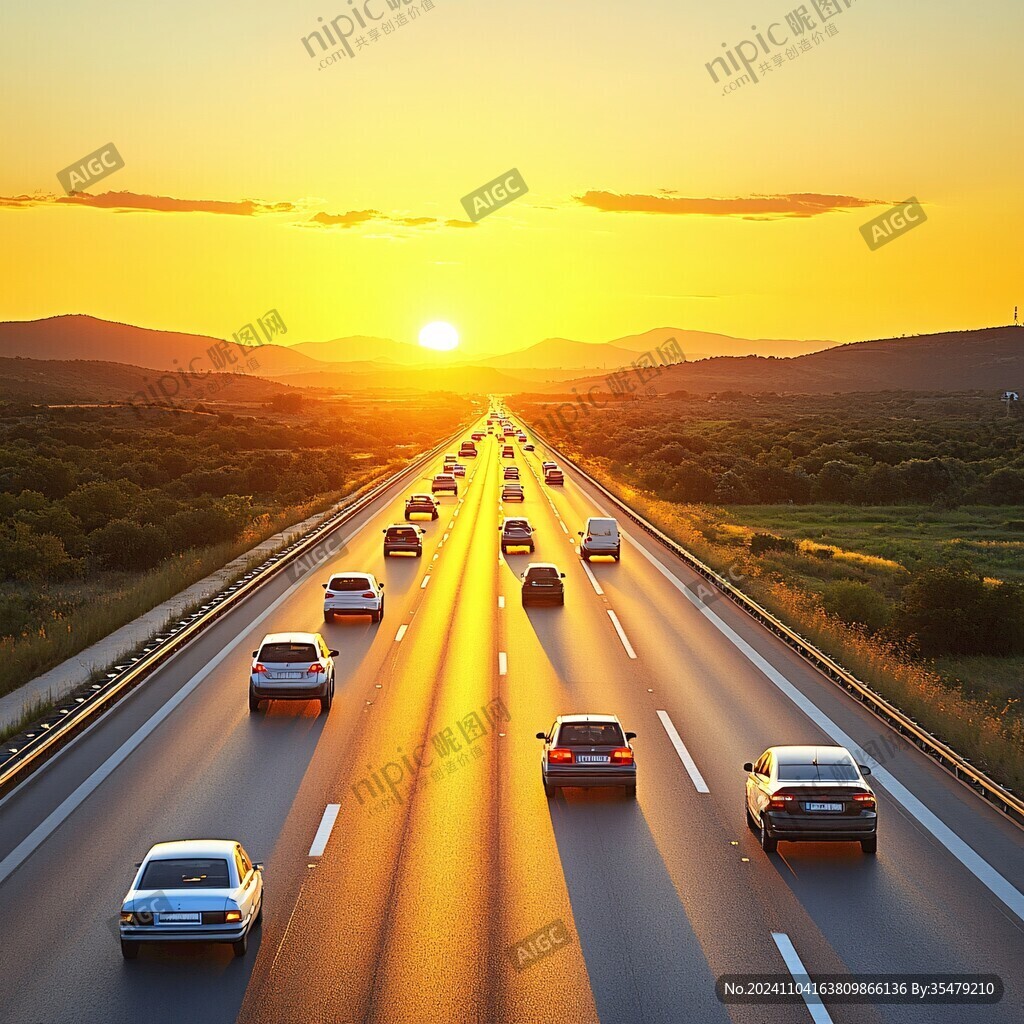 晚霞公路汽车