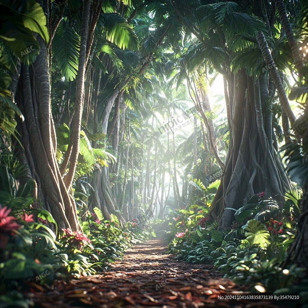 热带雨林花草树木背景