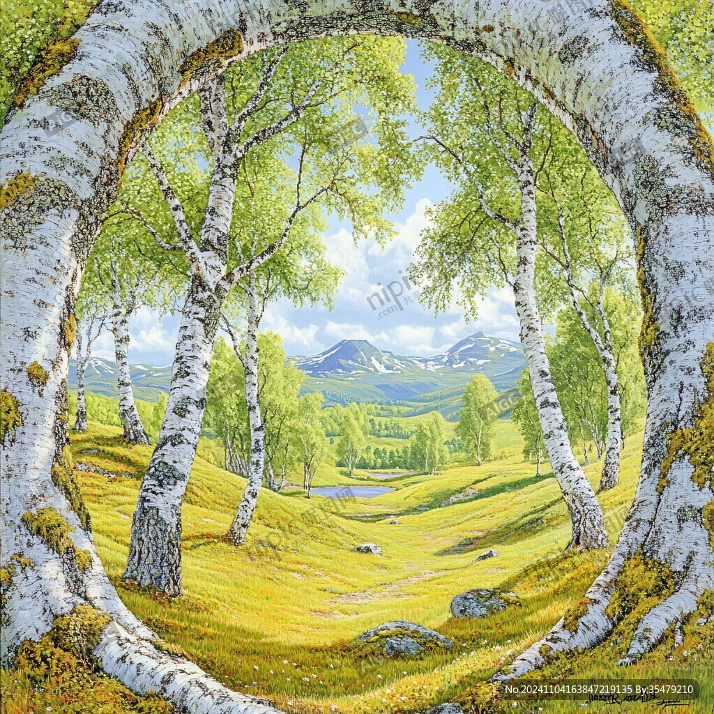 白桦林风景画