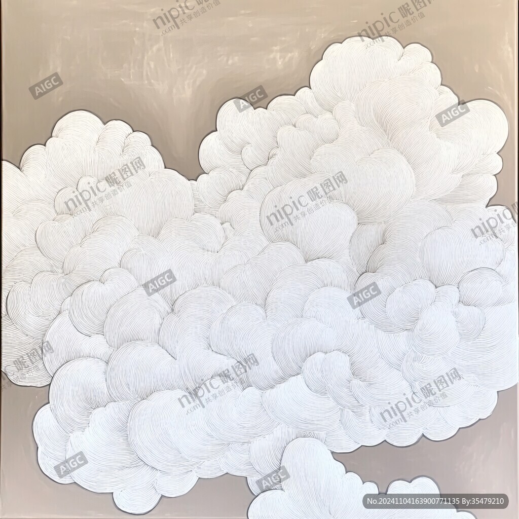 手绘云装饰画
