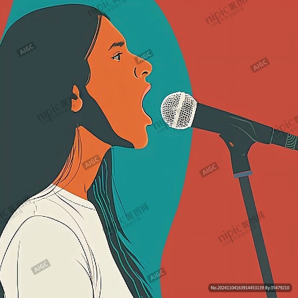 女歌手插画