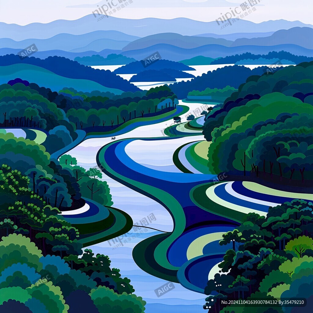 蜿蜒河流山间道路