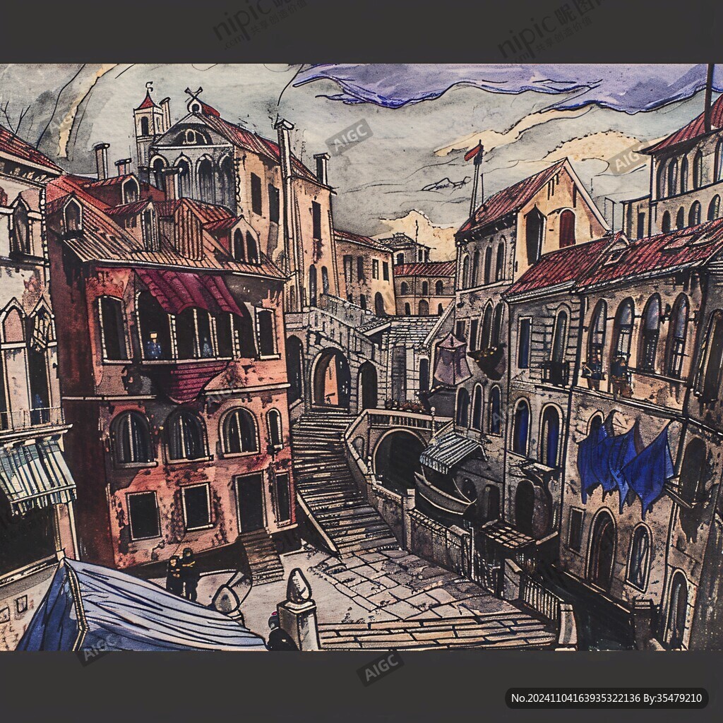 威尼斯插画威尼斯手绘