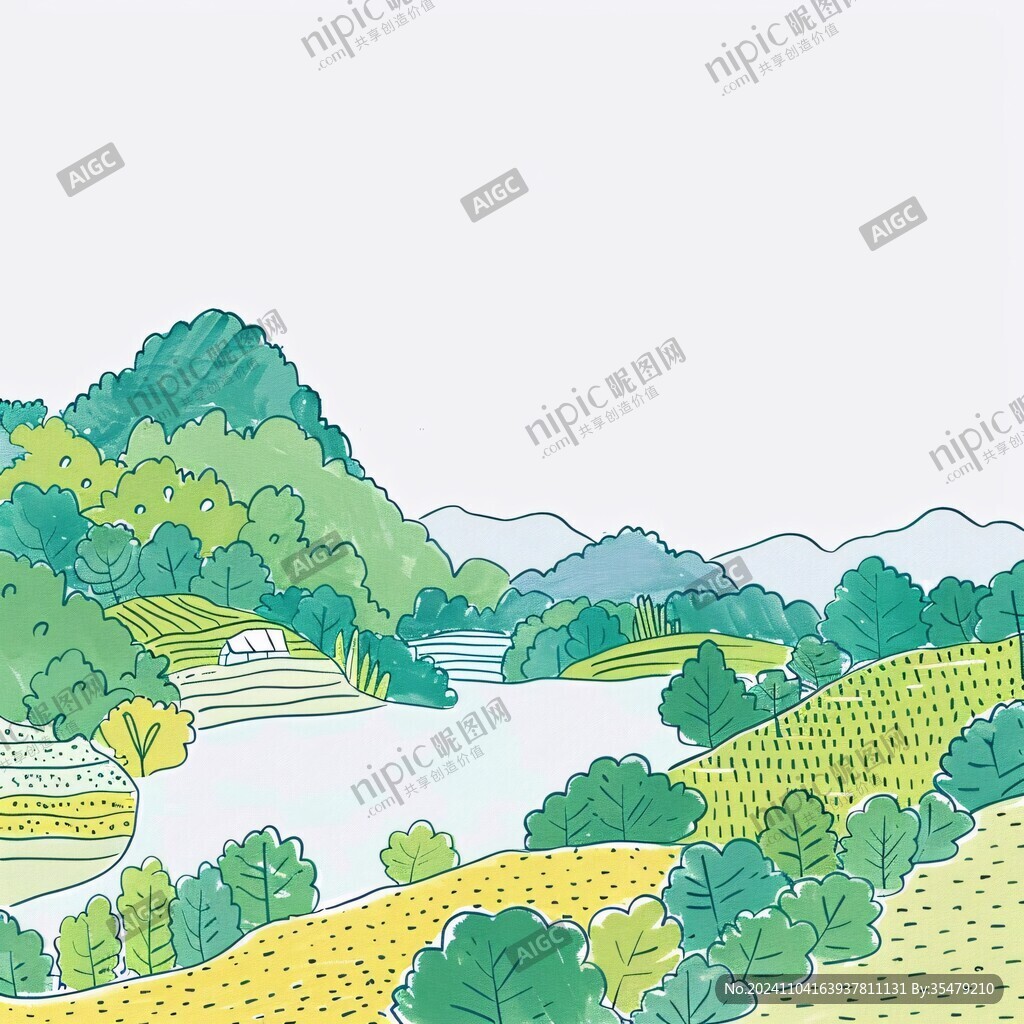 天然食品山村田野风景