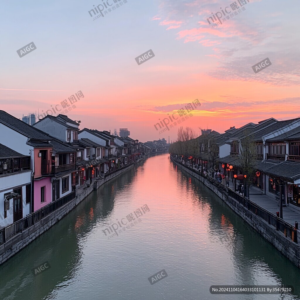 傍晚古运河风光