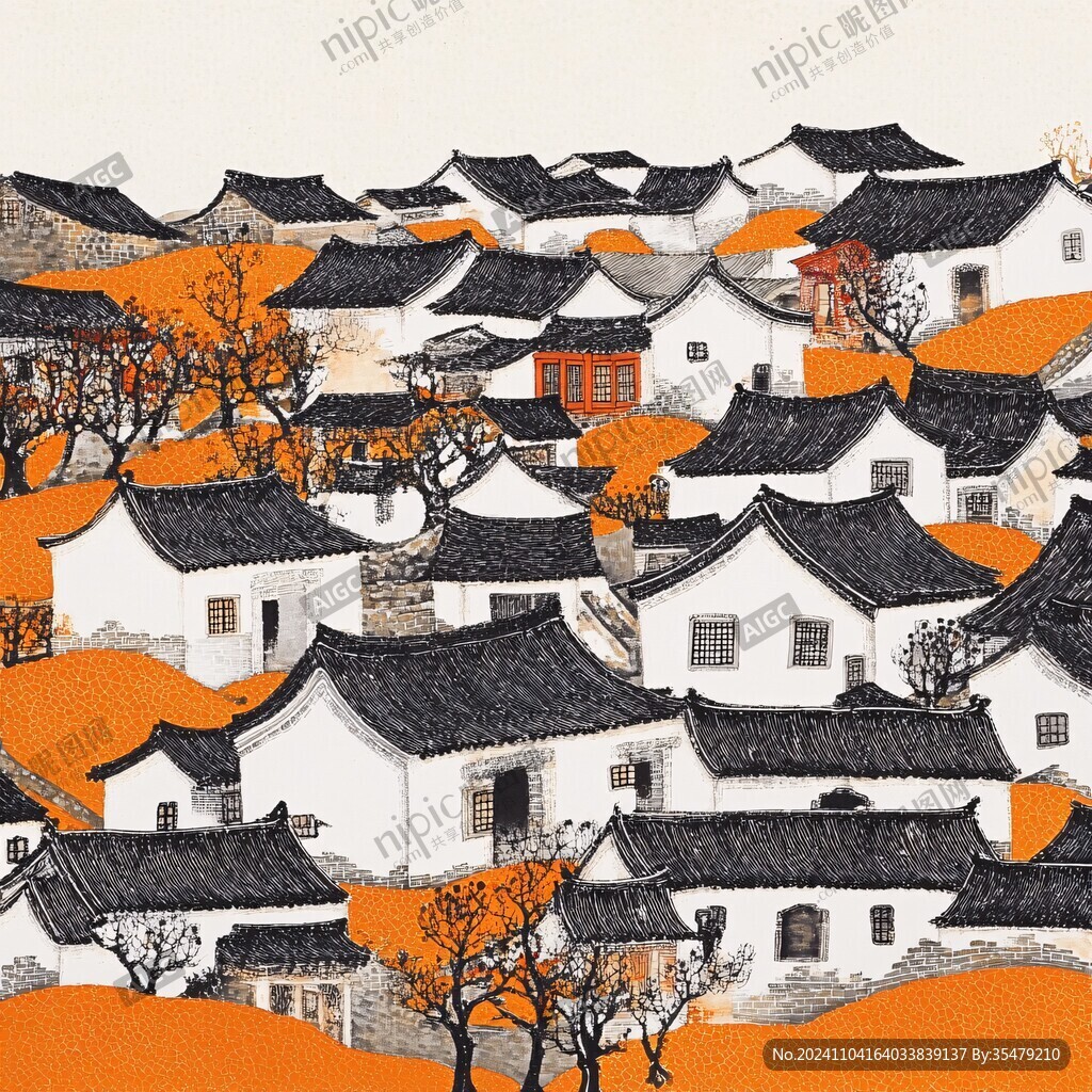 江南民居插画