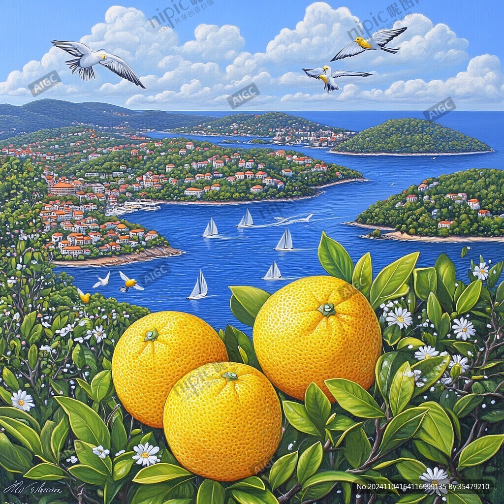 油画地中海风景画