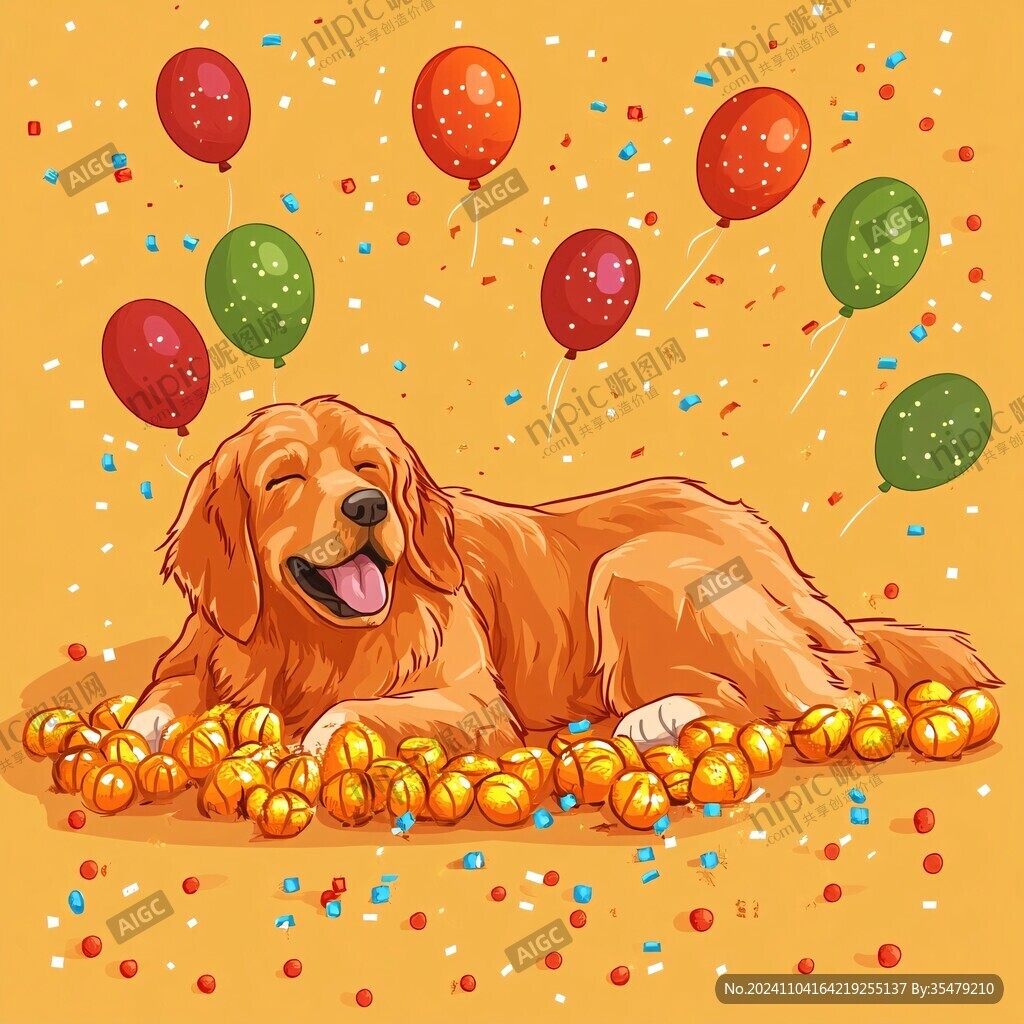 金毛犬插画