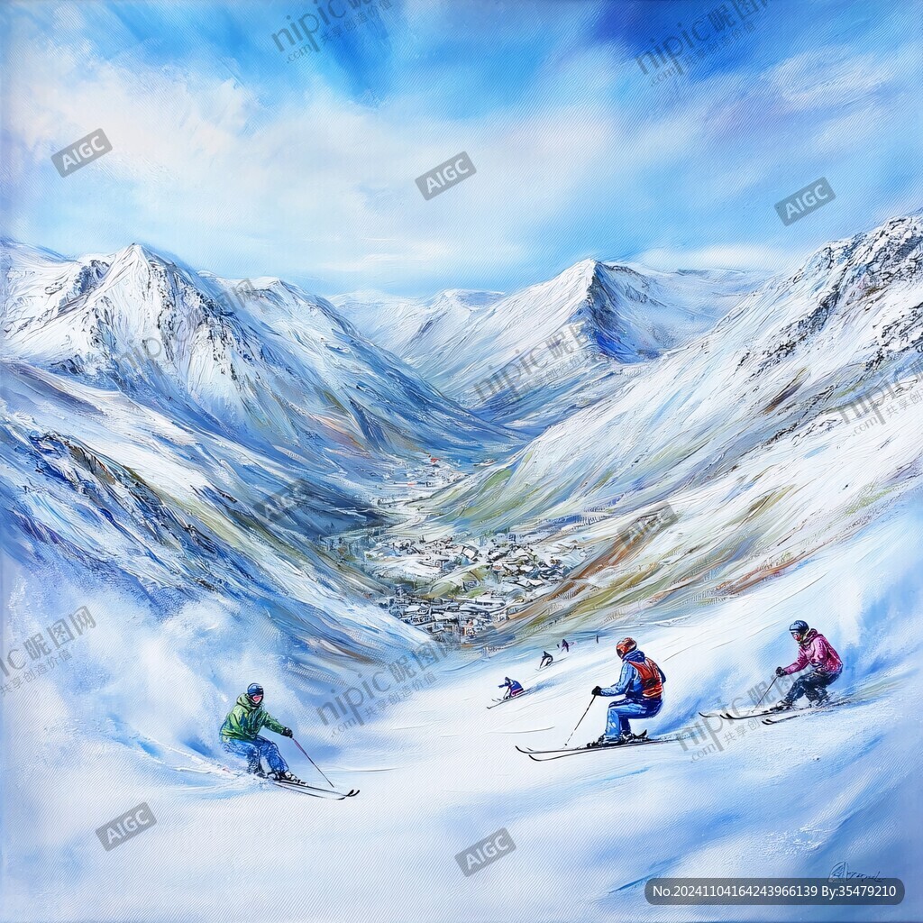 滑雪立体画
