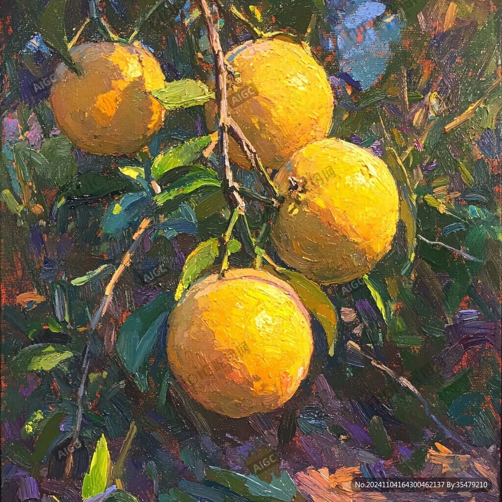 绿色柠檬油画