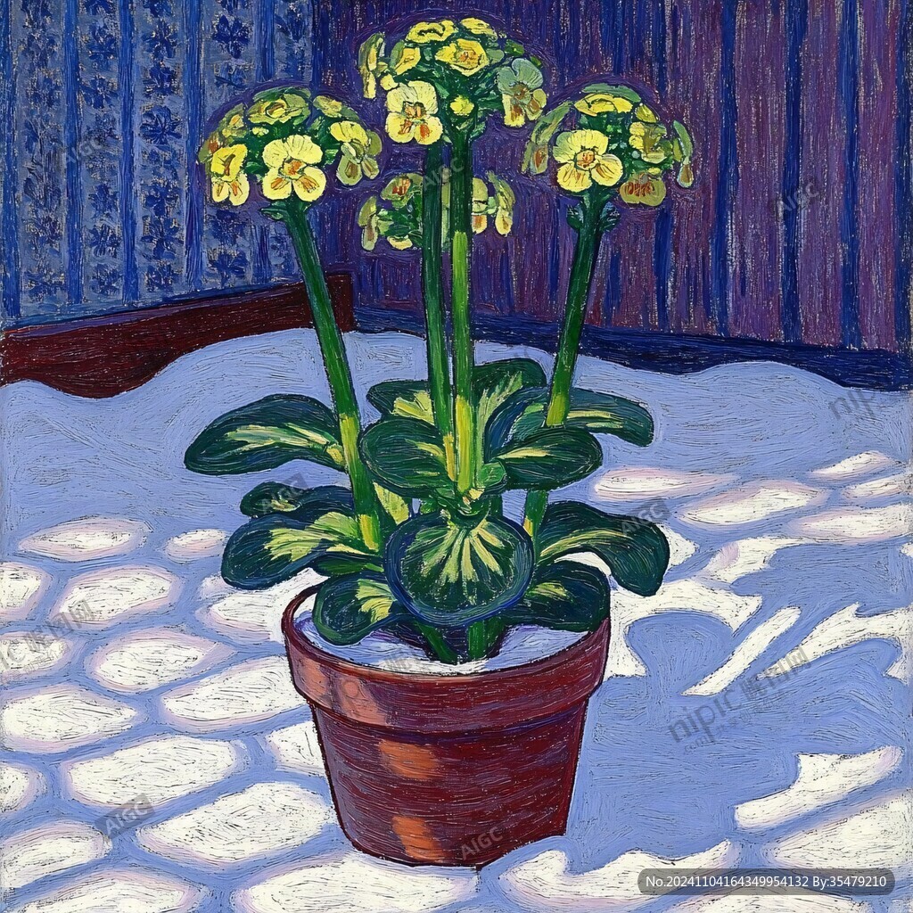 报春花水粉画
