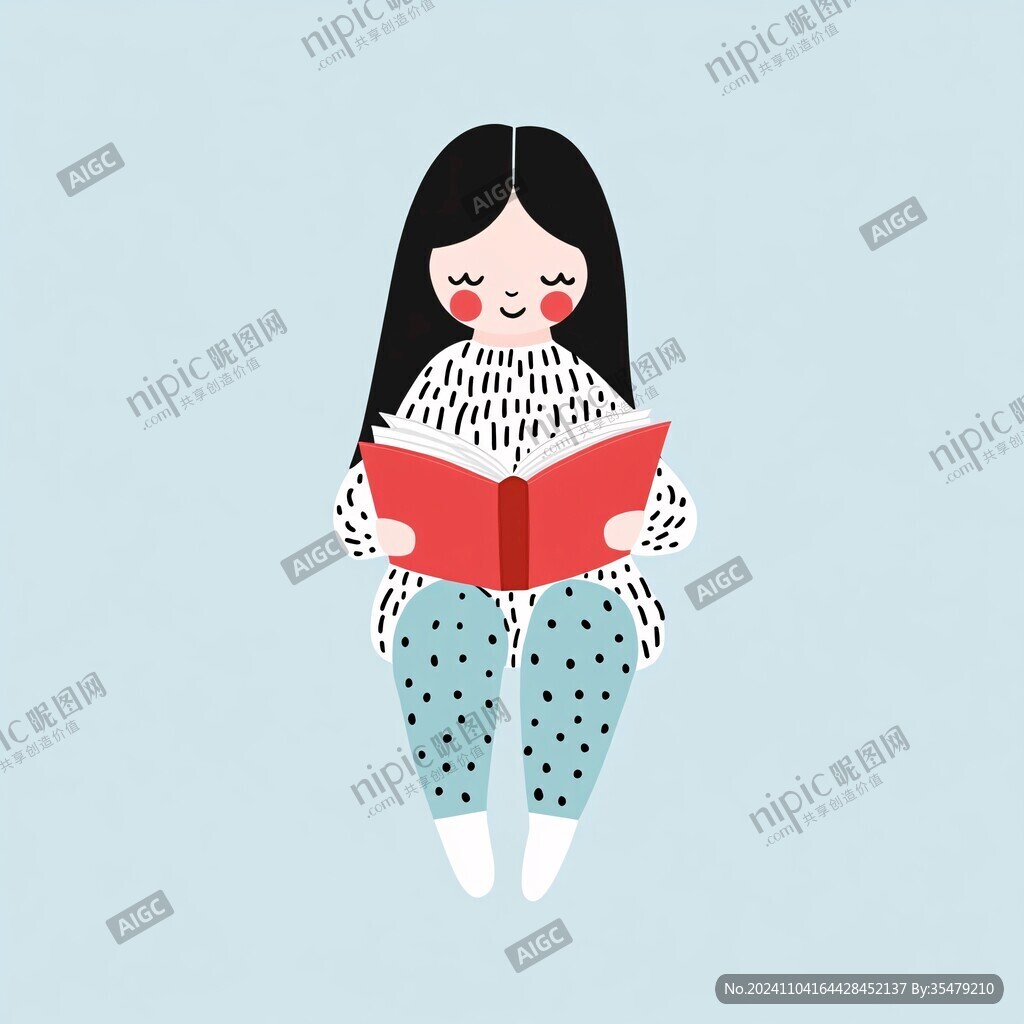 读书女孩插画
