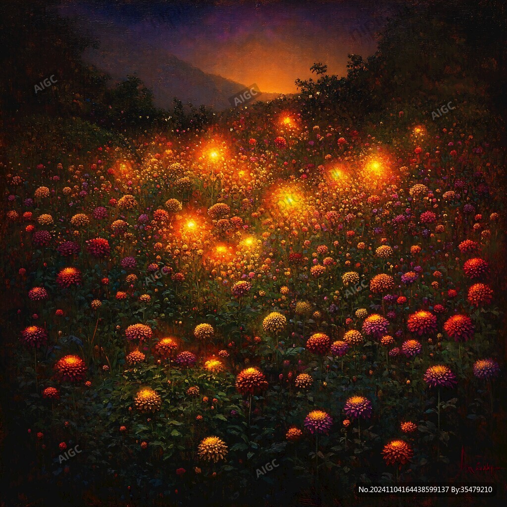 萤火虫夜晚挂画