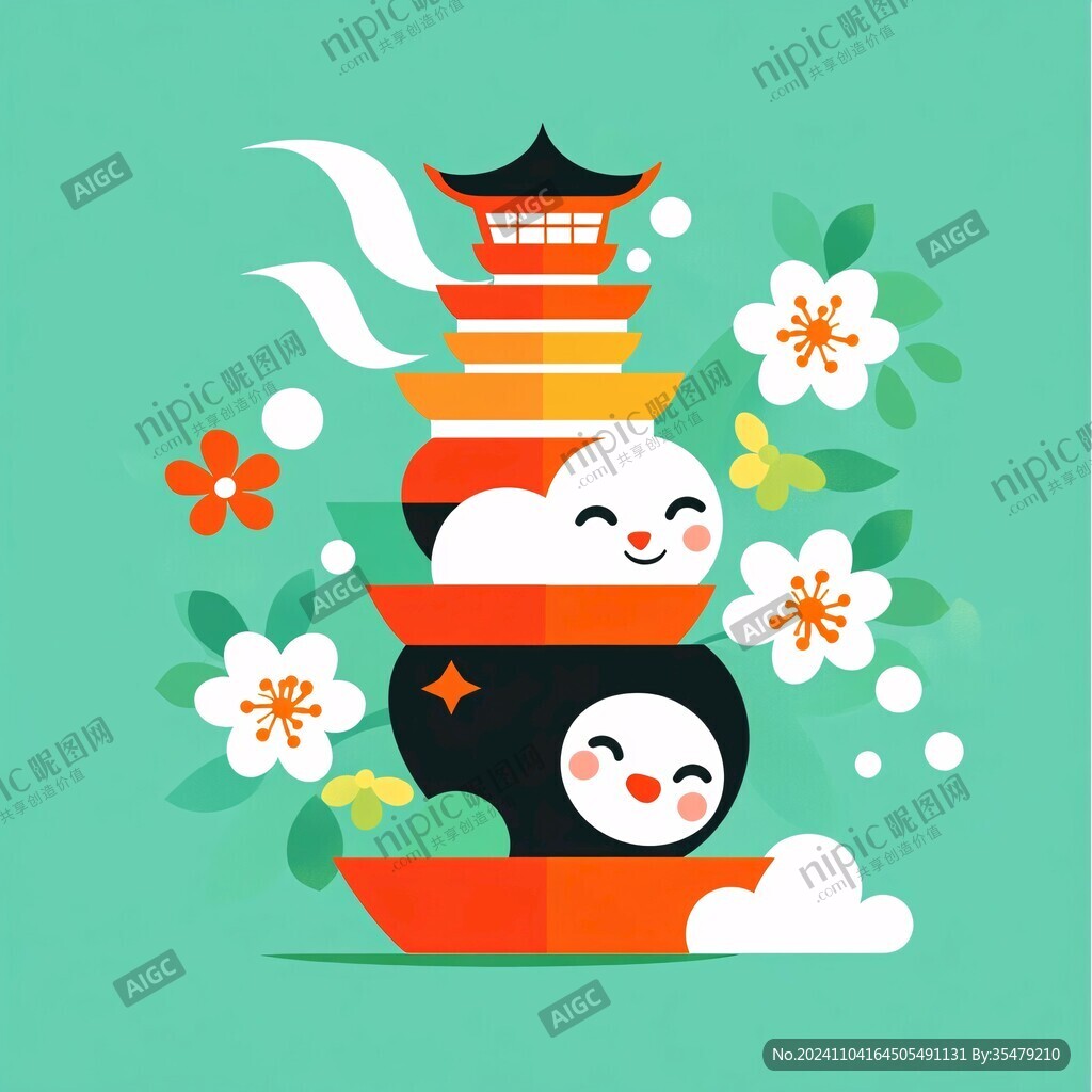 东西塔插画