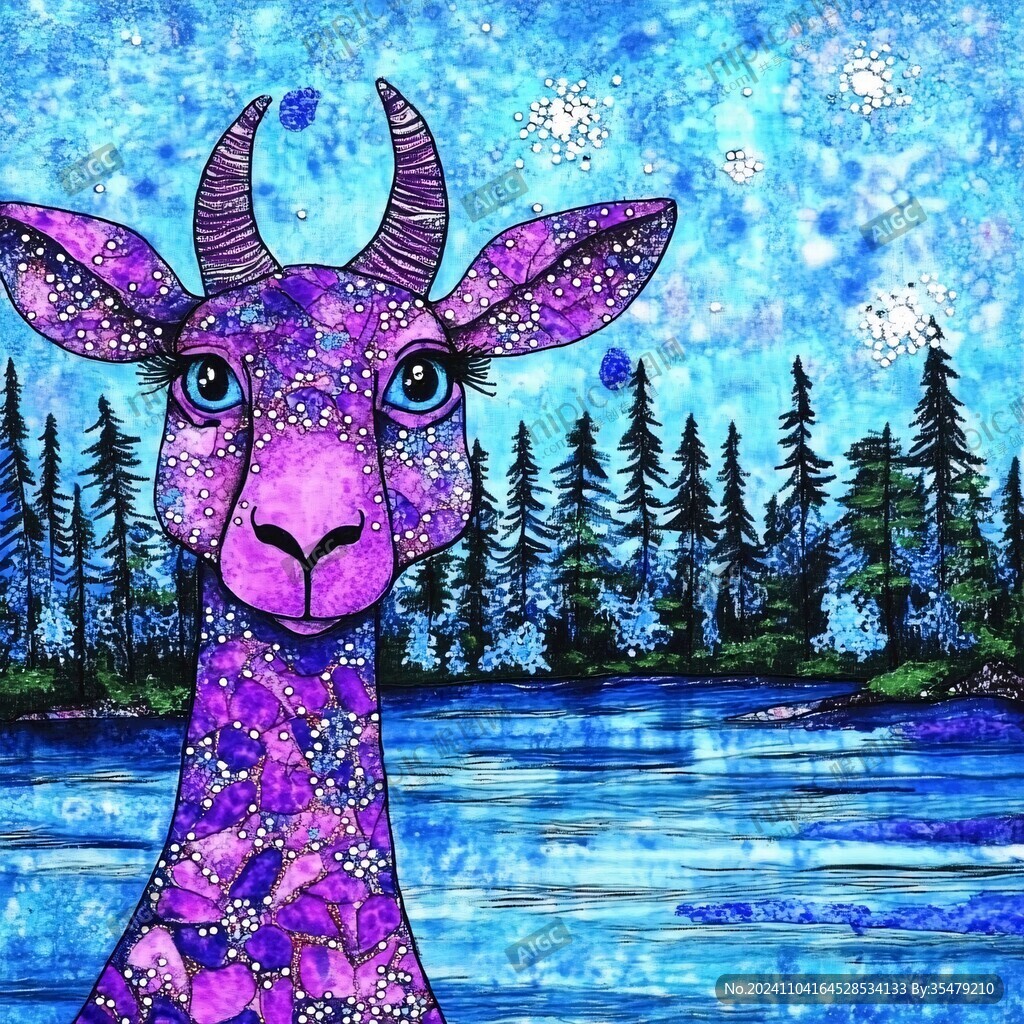 手绘梦幻羊风格装饰画