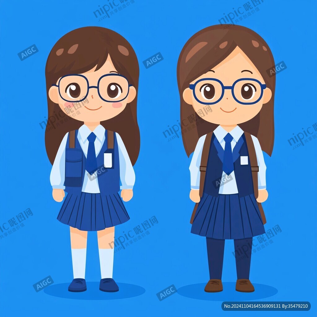 高中生卡通女孩形象