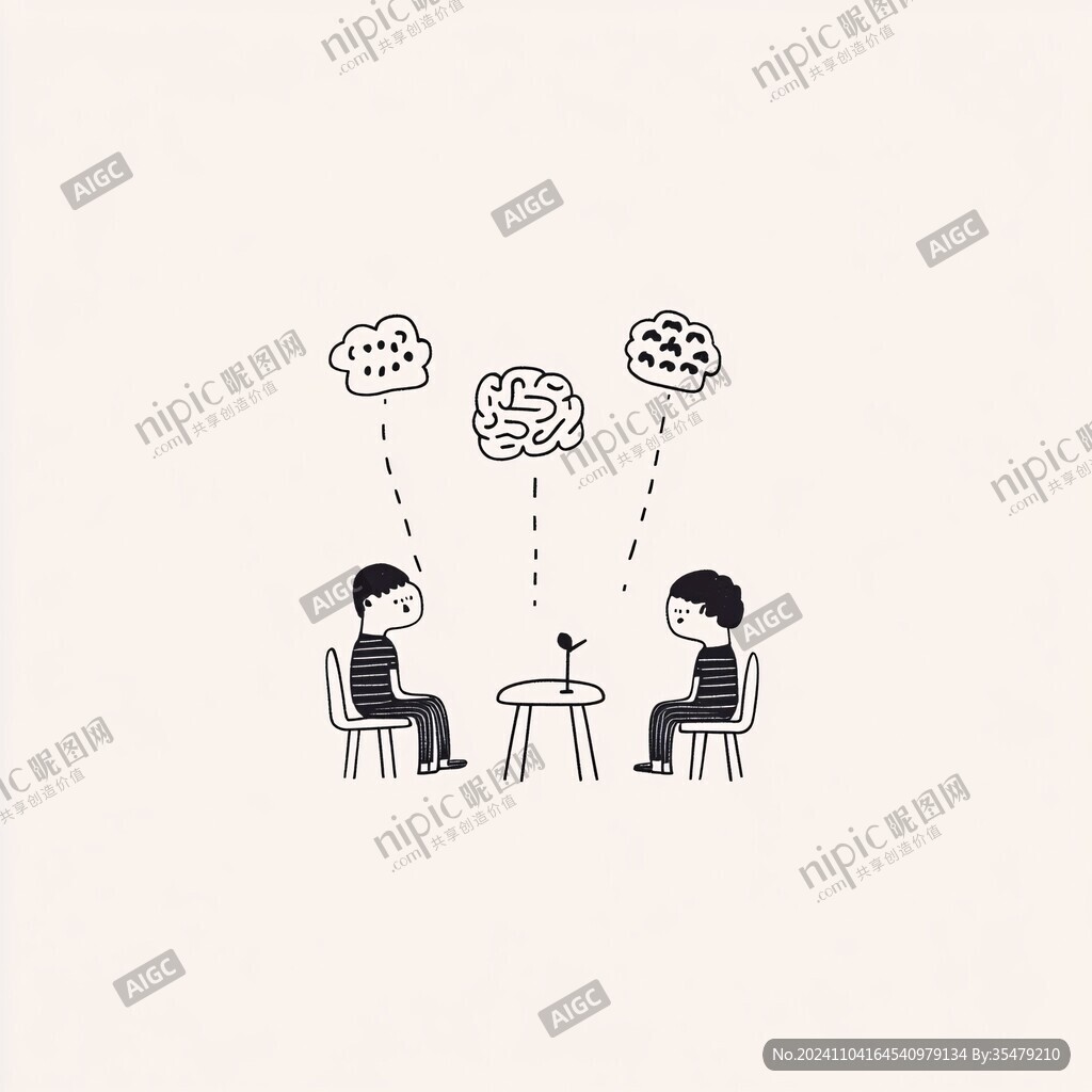 手绘两人聊天