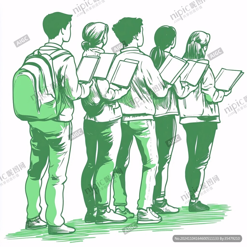 学生背影手绘