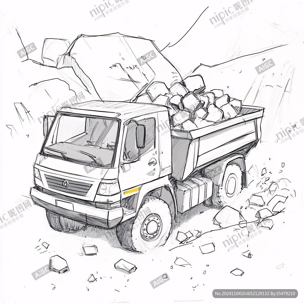 翻斗车插画