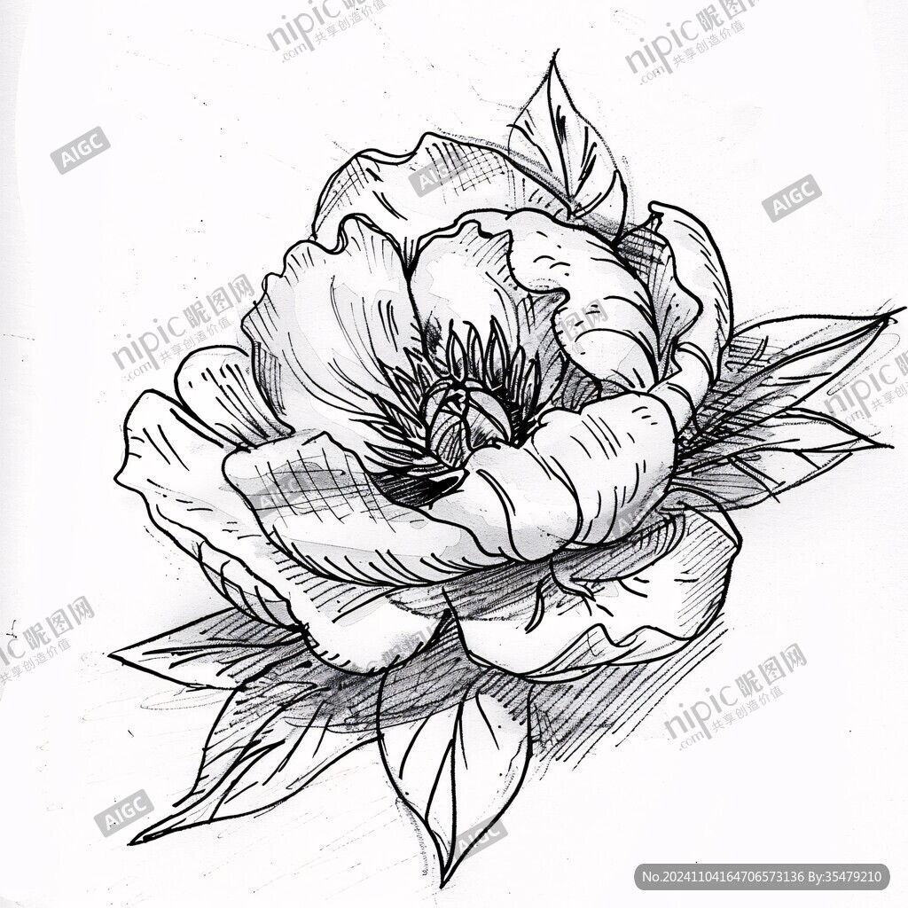 芍药手绘稿