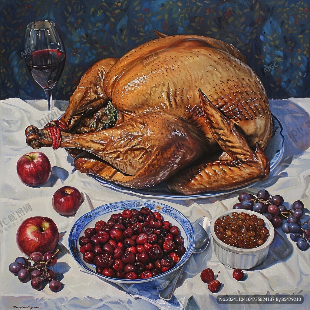 烤火鸡的感恩节大餐